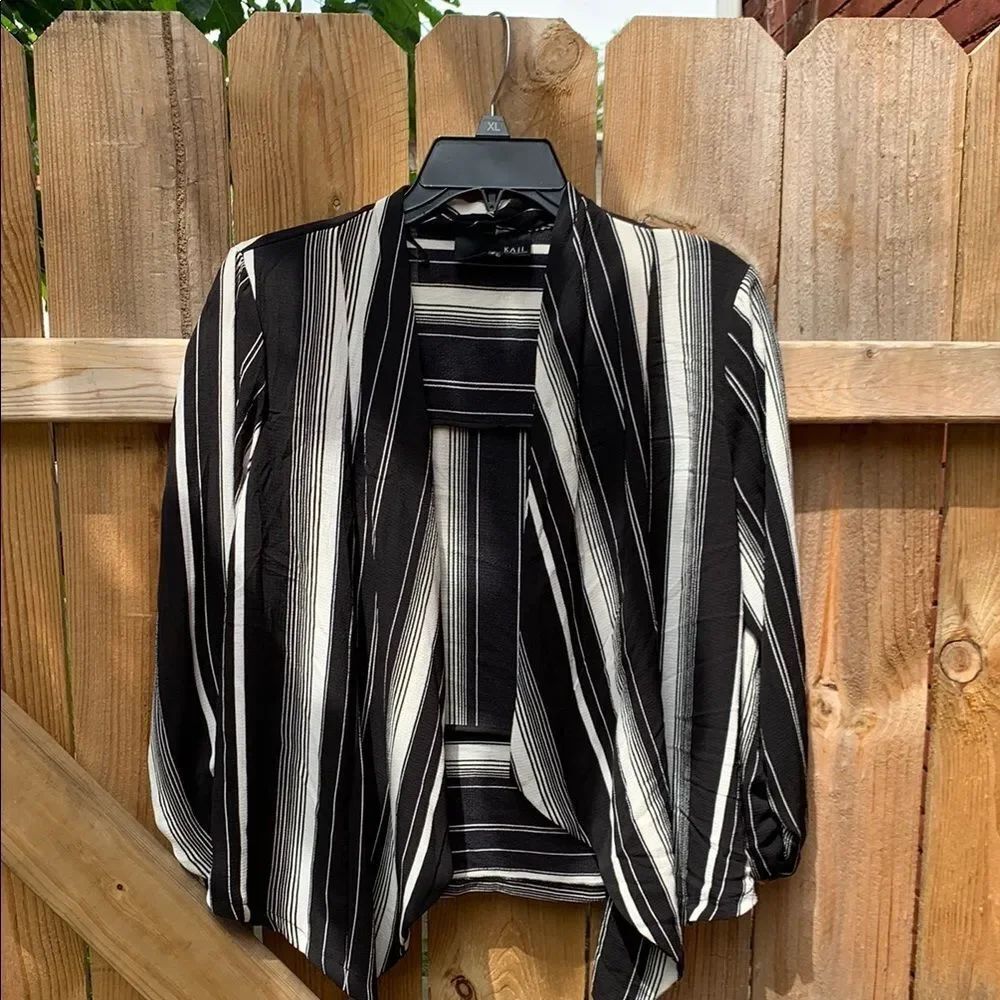 Kaii Black and White Striped Blazer